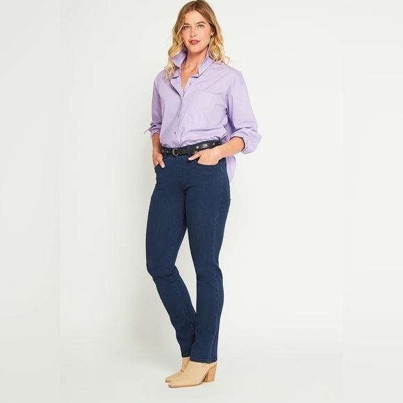Betabrand Straight Leg Yoga Denim 4 Pockets Elastic Waist Size Medium - Picture 1 of 11